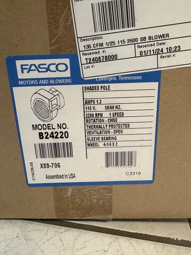 Fasco blower motor 115v new - fasco,