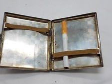 Zigarettenetui Alpacca  versilbert ziselliert Vintage Etui mit Gummi Top