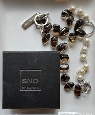 SNÖ of Sweden - Opulente Halskette / Armband mit Rauchquarz und Perlen mit OVP