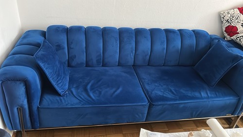 Samt sofa sitzer blau - sofa, 3-sitzer