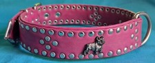 Leder-Halsband Französische Bulldogge mit Nieten, pink, French Bulldog, Bully