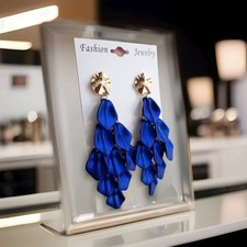 1 paar Ohrringe böhmisch Blau Alu Geometrisch Trapez  Quaste Modeschmuck