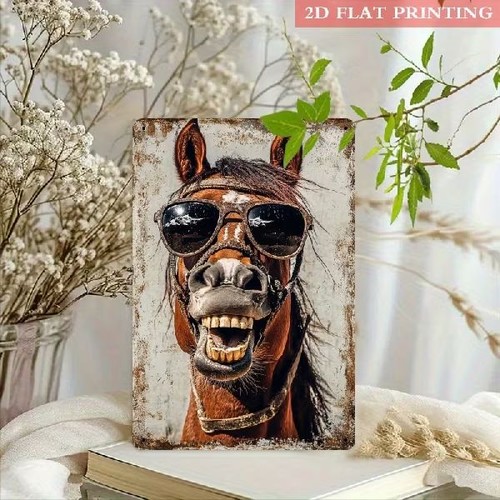 Blechschild lustiges pferd - pferd, mit
