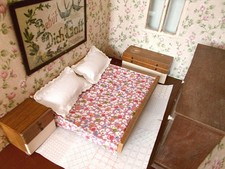 Puppenmöbel Schlafzimmer Rülke 50er Jahre Holz für Puppenstube, Puppenhaus