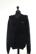 Lacoste Herren Pullover 6 schwarz uni V-Ausschnitt Feinstrick 100% Schurwolle