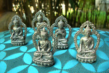 EIN SET! 5x ALTE tibet. Miniatur Buddha-Statue verschiedene Mudras in SILBER