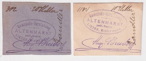 Banknoten und 20 heller - banknoten, 10