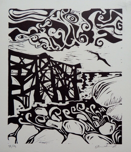 Linol cut print - linol,