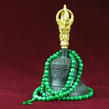 Mala Perlen Kette Grün Jade 108 Kugeln 8mm Meditation Buddhismus Buddha Filigran