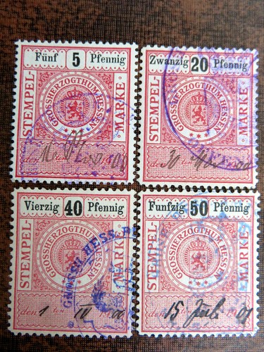 Seltene steuer stempelmarken - seltene, steuer-/stempelmarken