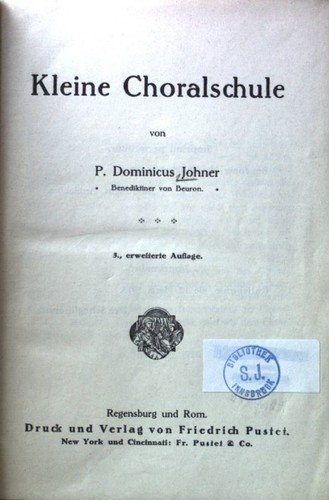 Kleine choralschule johner - choralschule;,