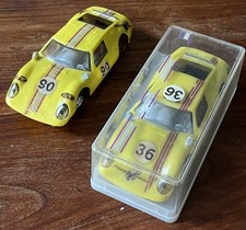 2 x Prefo Slotcar Melkus Wartburg RS 1000 in gelb mit OVP, für DDR Autorennbahn