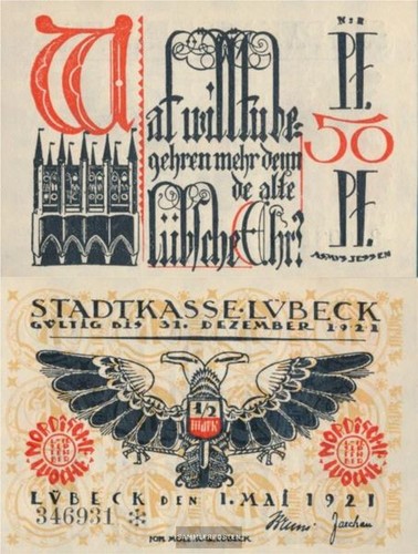Banknoten lübeck 1921 - lübeck,