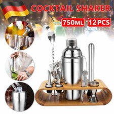 750ml Cocktail Shaker 12er Set Bar Edelstahl Mixer Drink Messbecher mit Ständer