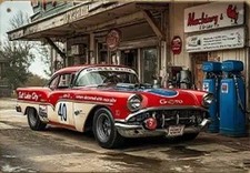 Vintage-Metall-Blechschild Retro Gas Station Tankstelle 30,48x20,32 cm