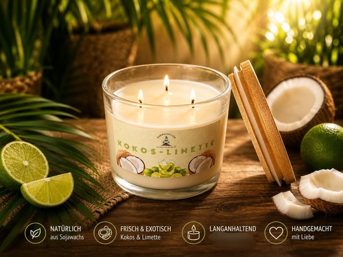 Dreidochtkerze kokos limette - dreidochtkerze, kokos-limette
