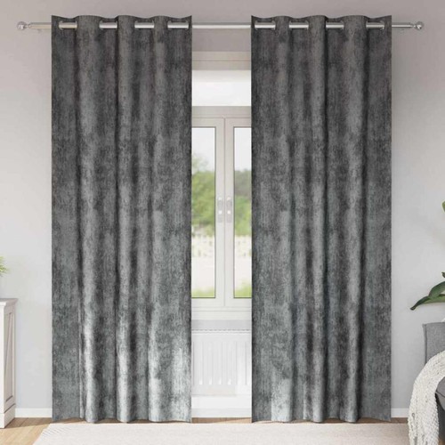 Samtvorhänge stk grau 245 - grau,