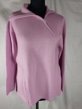 VERA VARELLI, ROSA PINK PULLOVER MIT REISSVERSCHLUSS VORNE, MERINOWOLLE, GR 46