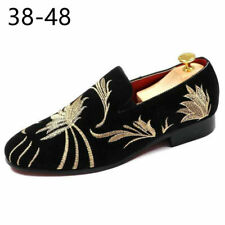 Herren Samt Bestickt National Oxford Slip-On Slipper Kleid Schuhe