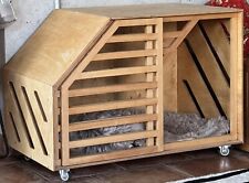 Holz Hundebox mit Schiebetür Indoor m. Rollen