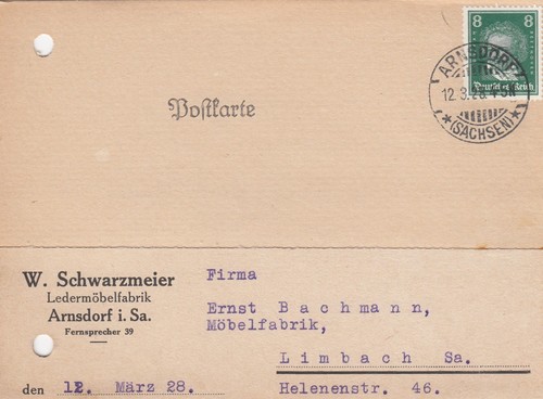 Arnsdorf postkarte 1928 - arnsdorf,, 1928,