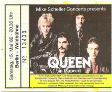 Queen  In Concert 1982 Berlin Waldbühne  Ticket / Konzertkarte / Eintrittskarte