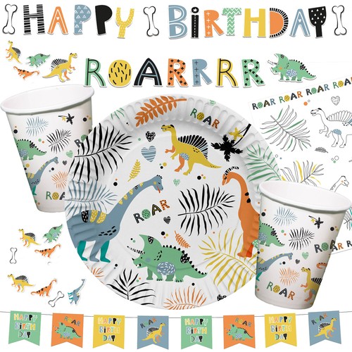 Dino geburtstag geschirr - -,