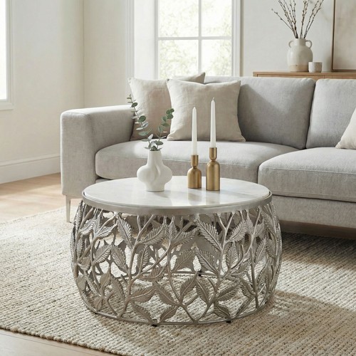 Couchtisch 60cm silber marmor - 60cm,