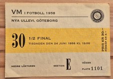 Ticket 24.06.58 WM Halbfinale Schweden - Deutschland DFB in Göteborg