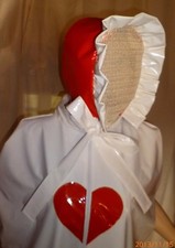 Lackhaube Zofenhaube Gumminetz im Gesichtsfeld  Vinylhood,Adultbabybonnet 