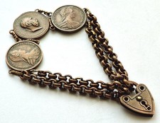 Armband 3 Münzen Herz Schloss