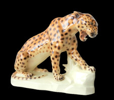 Sitzendorf Thüringen Grinsen Leopard Antike große Keramik Figur aus 1930