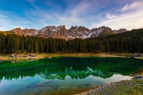 Wandbild karersee lago di - (lago,