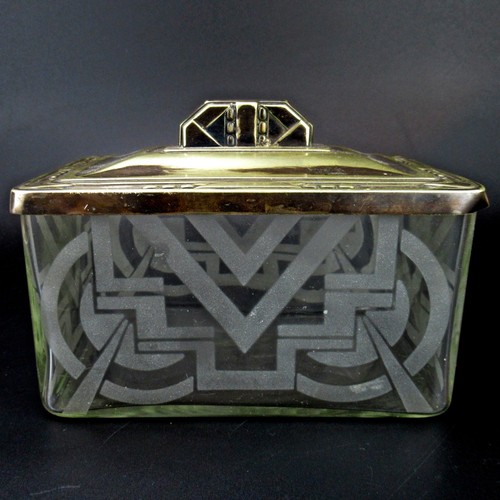 Super art deco - deckeldose, glas