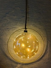 LED Glaskugel Juteseil u. Ring - 40 bernsteinfarbene LED D: 26cm