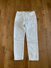Bershka Jeans Denim Ripped Distressed Destroyed Fetzen Creme Weiß 34