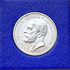 2 Mark  Adolf Friedrich V. Großherzog Meckleburg Streli 1905 vz/st J.91  Rarität