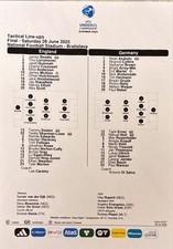 England U21 v Deutschland U21, 28.6.25, U-21 Meisterschaft Finale, Tactical Team Sheet
