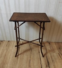 Jugendstil Beistelltisch Bambus um 1900 antiker Tisch mit Geflecht