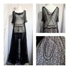 Antikes Art Deco Abendkleid 20er 30er Jahre Gatsby Downton schwarz Spitze Flapper 