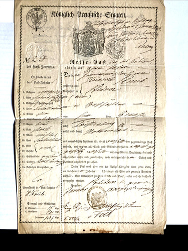 Alter reisepass 1833 - reisepass,
