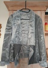 Leder-; Pelzimitat Wende Jacke Gr. 38/40  Grau Neu