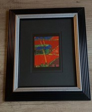 Hundertwasser Bild mit schwarz-silber Holz Rahmen Passpertou