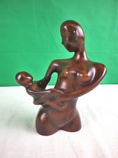 Figur Dekofigur Büste Mutter mit Kind Kunststein braun 16 cm ris30