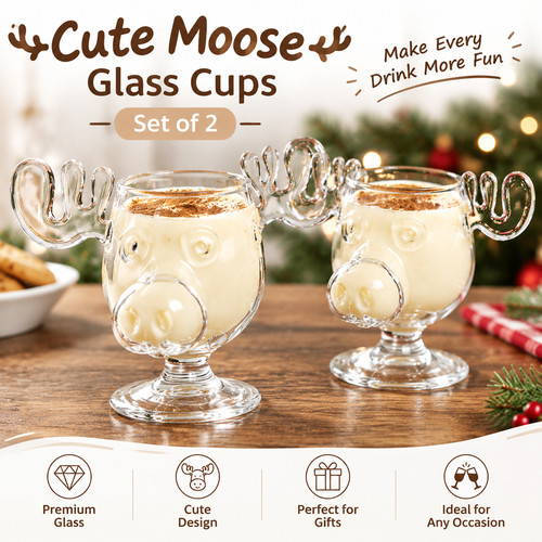 2er set glas becher - becher, elch