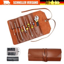 Leder Werkzeugrolle Werkzeugtasche Rolltasche Toolbag Aufbewahrungstasche DE.