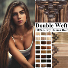 Echthaar 170g DICK Clip In Remy Hair Extensions Doppelt Weft 8 Tressen Haarteile