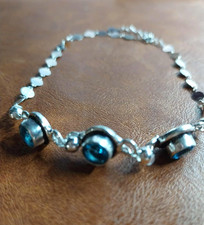 Blau Topas Armband, Silber