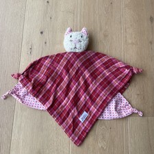 Käthe Kruse Katze rot rosa weiß kariert Frottee Schmusetuch rosa Herz Punkte 
