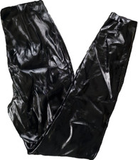 Damen Wetlook Vinyl Glanz Lederoptik PU Hose Jeggins Stretch Schwarz Gr. 34 (XS)